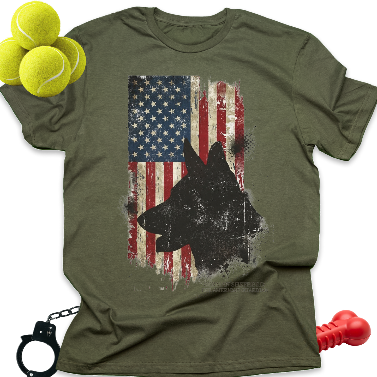 American Flag German Shepherd T-Shirt — Patriotic Military K9 Tee