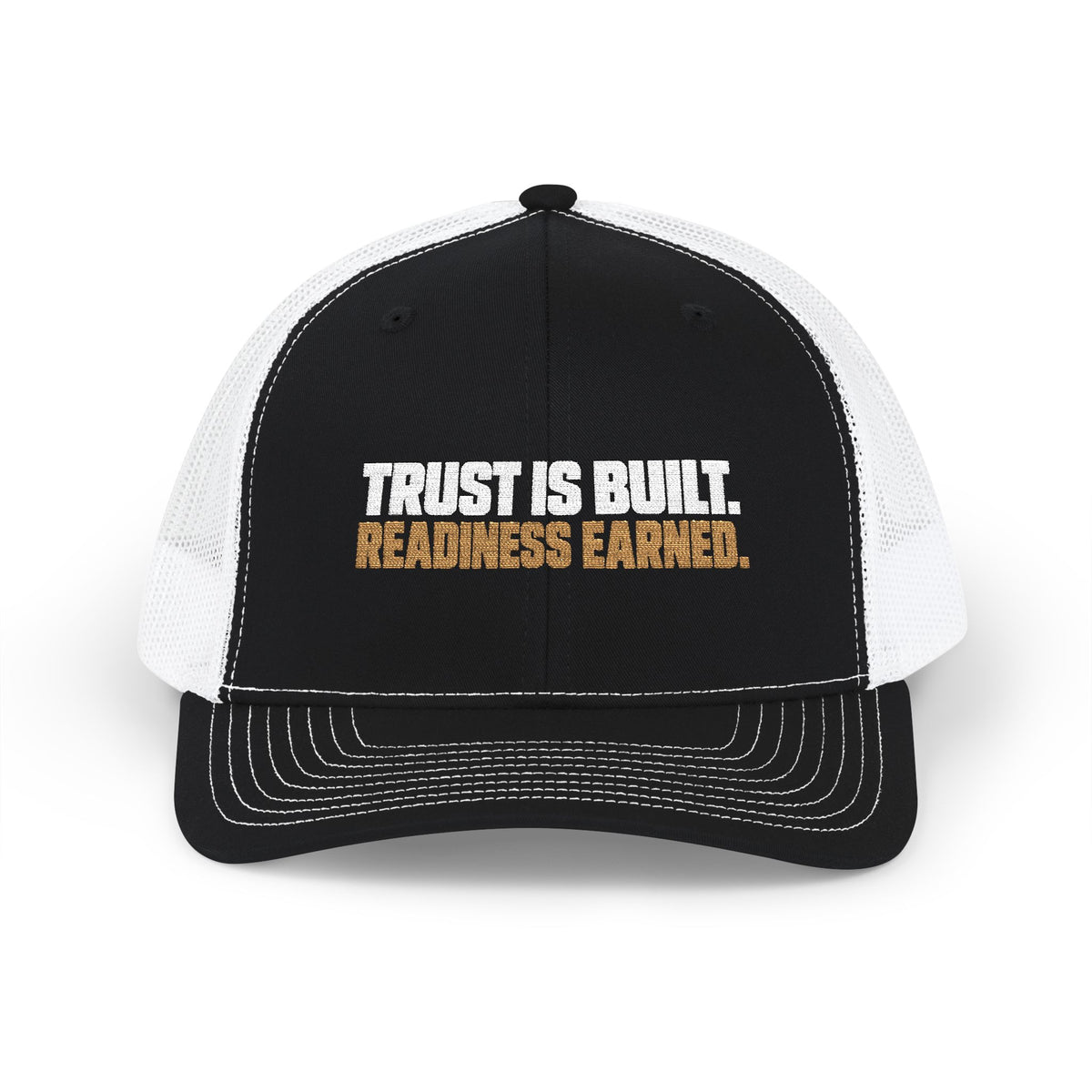 Trust Is Built. Readiness Earned. — Belgian Malinois Embroidered Trucker Hat