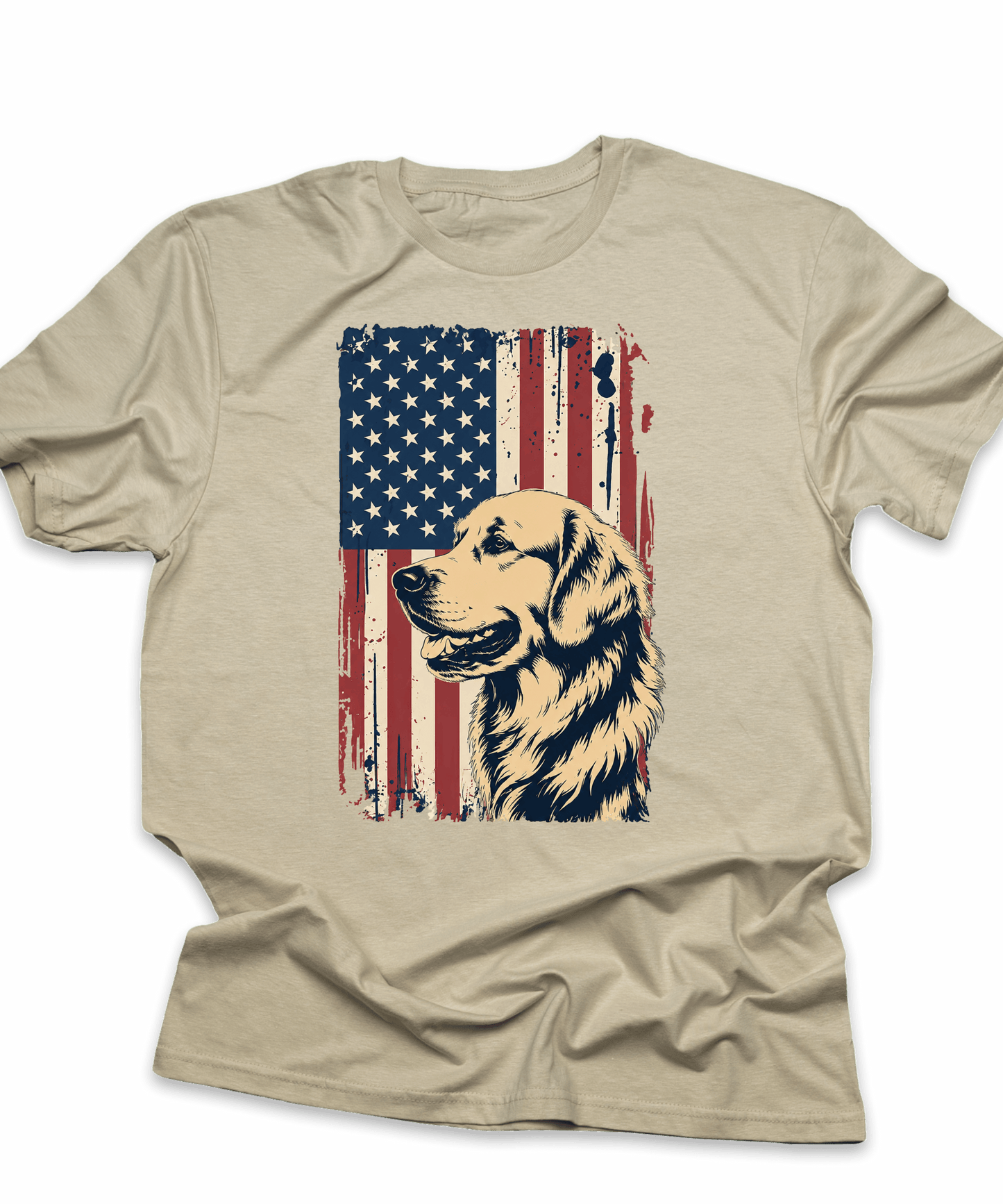Golden Retriever with Flag