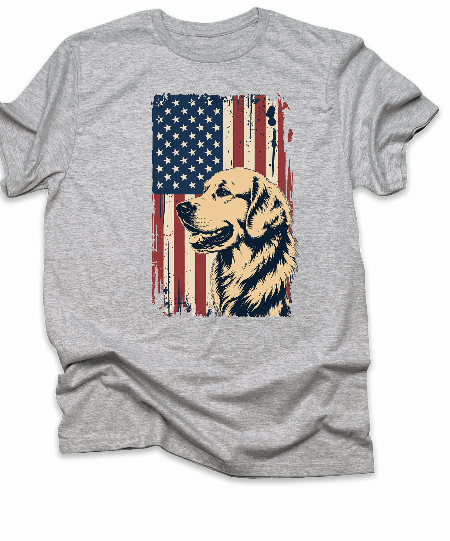 Golden Retriever with Flag