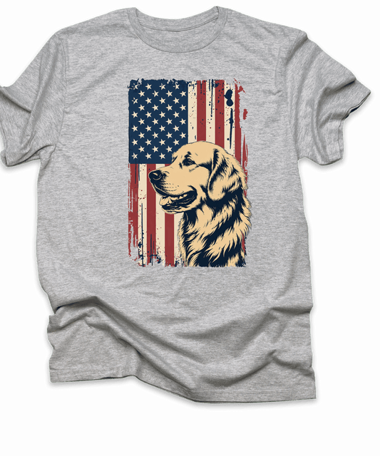 Golden Retriever with Flag