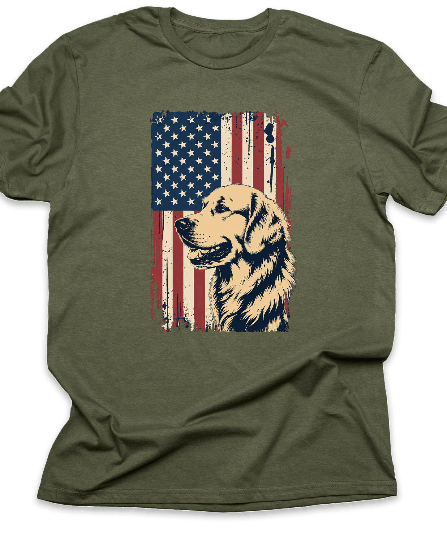 Golden Retriever with Flag