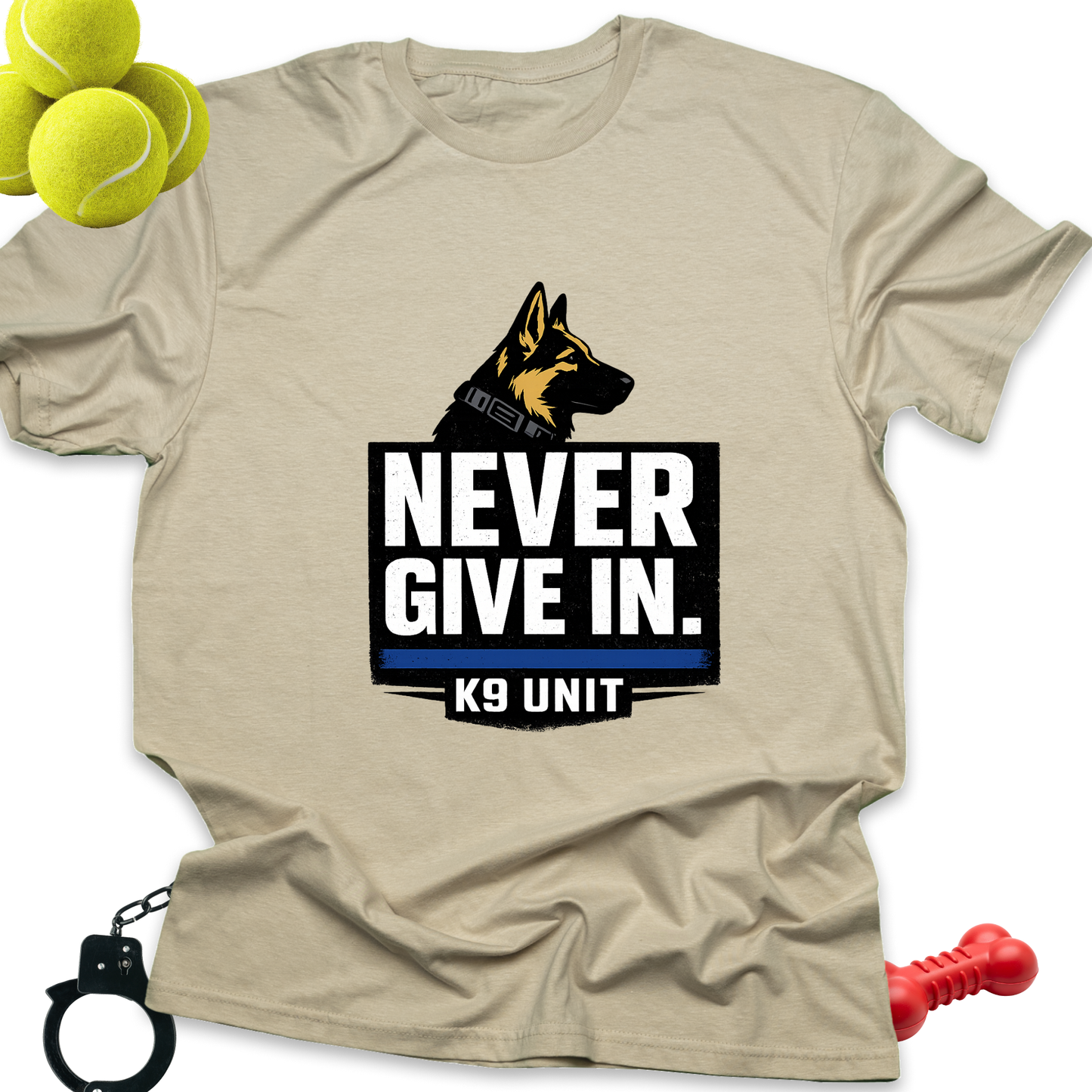 Never Give In K9 Unit T-Shirt | German Shepherd Police Dog