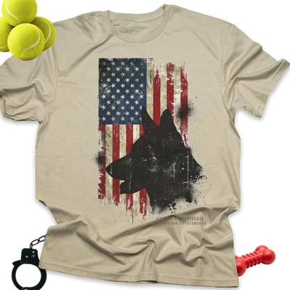 American Flag German Shepherd T-Shirt — Patriotic Military K9 Tee