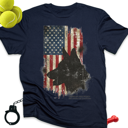 American Flag German Shepherd T-Shirt — Patriotic Military K9 Tee