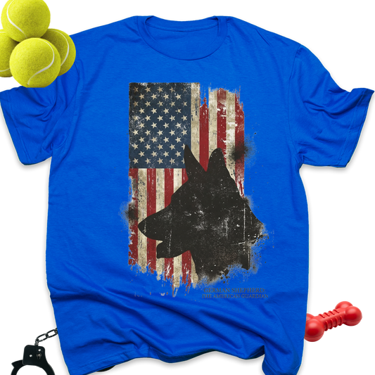 American Flag German Shepherd T-Shirt — Patriotic Military K9 Tee