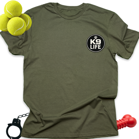 K9 Life Dog Lover T-Shirt — Small Chest Logo Tee for Pet Owners