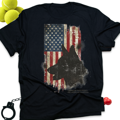 American Flag German Shepherd T-Shirt — Patriotic Military K9 Tee