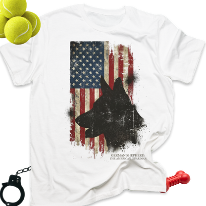 American Flag German Shepherd T-Shirt — Patriotic Military K9 Tee