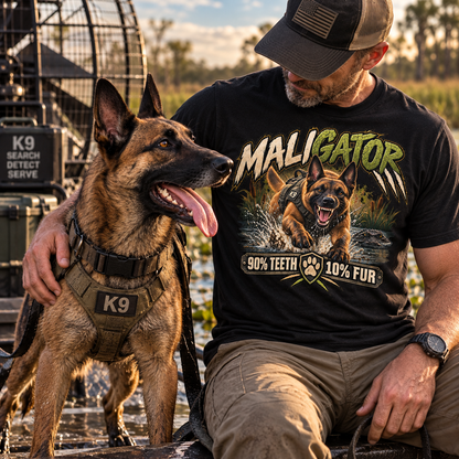 Maligator — 90% Teeth, 10% Fur — Belgian Malinois T-Shirt