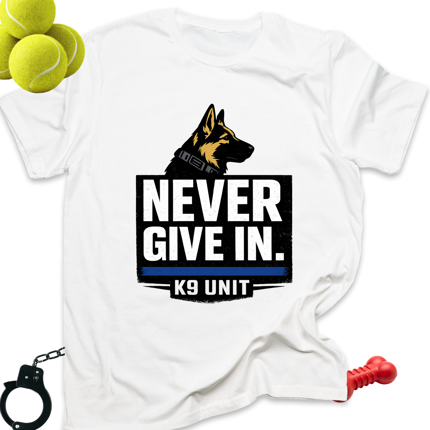 Never Give In K9 Unit T-Shirt | German Shepherd Police Dog