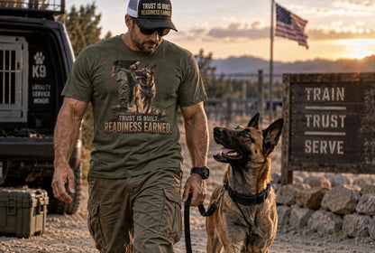 Trust Is Built. Readiness Earned. — Belgian Malinois Embroidered Trucker Hat